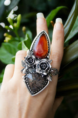 Red Onyx & Black Rutilated Quartz Ring, AR-7206