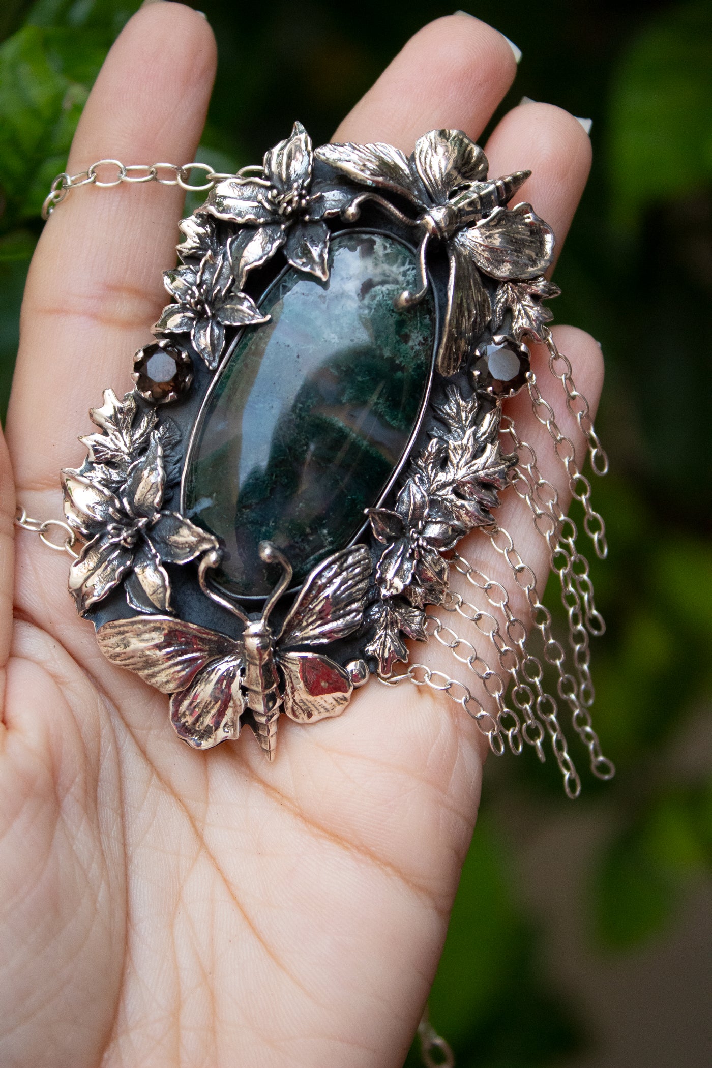 Forest Whispers Necklace Moss Agate, AN-7669