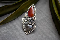 Red Onyx & Black Rutilated Quartz Ring, AR-7206