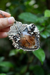 Wings of the Wild Garden — Stick Tube Agate Pendant