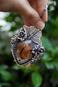 Wings of the Wild Garden — Stick Tube Agate Pendant