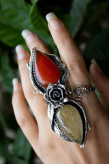 Autumn Harmony: Red Onyx with Golden Rutile Ring, AR-7210