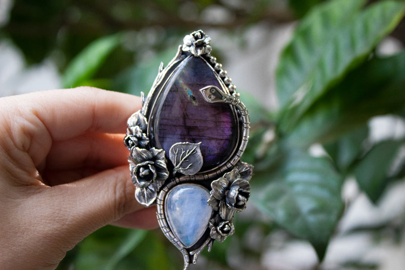 Purple Labradorite & Moonstone Ring, AR-7211