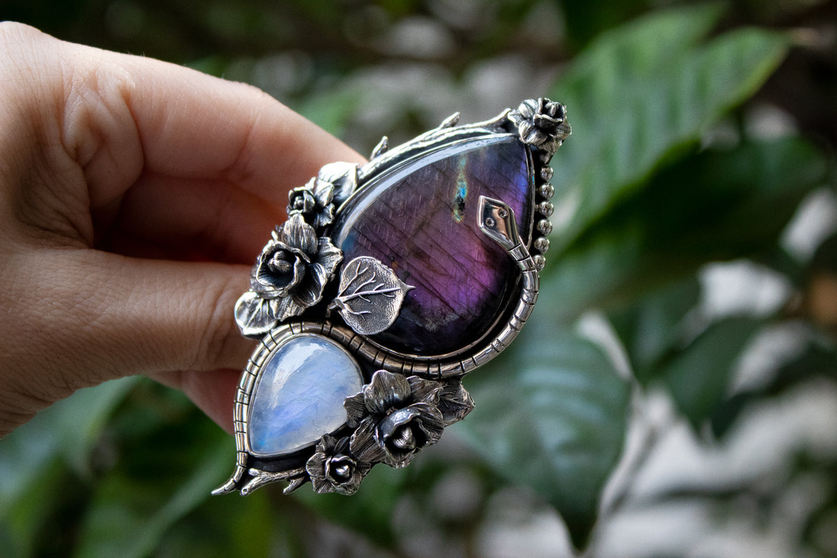 Purple Labradorite & Moonstone Ring, AR-7211