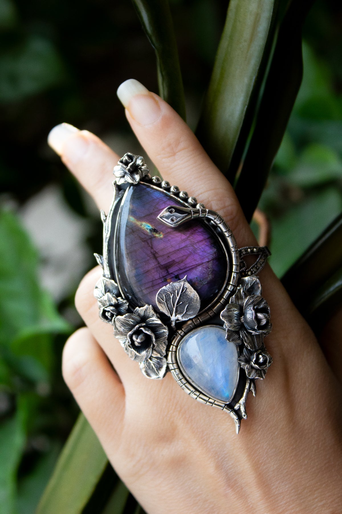 Purple Labradorite & Moonstone Ring, AR-7211