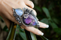 Purple Labradorite & Moonstone Ring, AR-7211