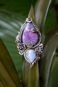 Purple Labradorite & Moonstone Ring, AR-7211