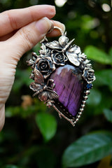 Whispers in Violet Twilight: Purple Labradorite Pendant, AP-7670