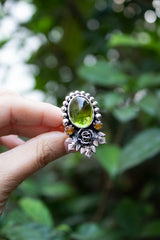 Green Tourmaline & Amber Ring, AR-7677