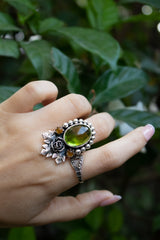Green Tourmaline & Amber Ring, AR-7677