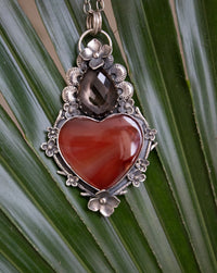 Carnelian Heart Oak Leaf Pendant, AP- 6878