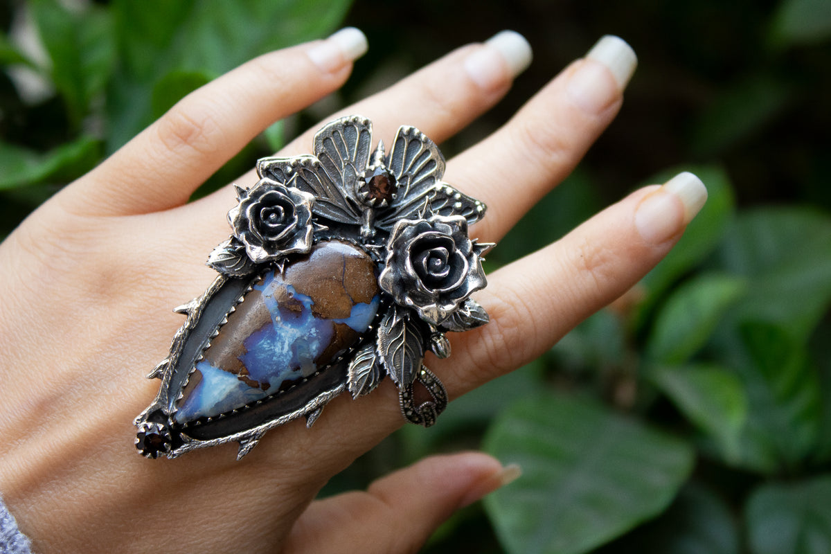 Fluttering Whispers: Boulder Opal Ring, AR-7217