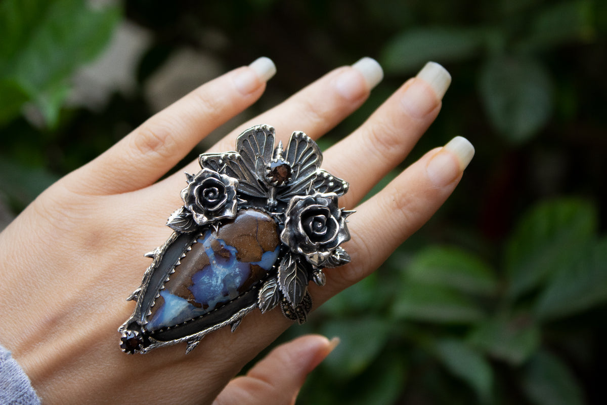 Fluttering Whispers: Boulder Opal Ring, AR-7217