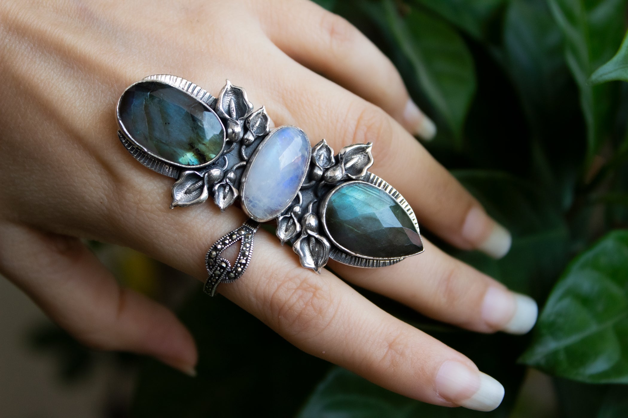 Labradorite and 2025 moonstone ring