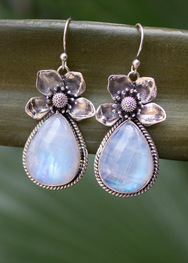 Pendientes colgantes elegantes con piedra lunar, AE-6737