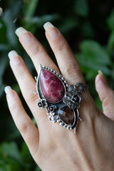 Thulite & Smokey Quartz Ring, AR-7215