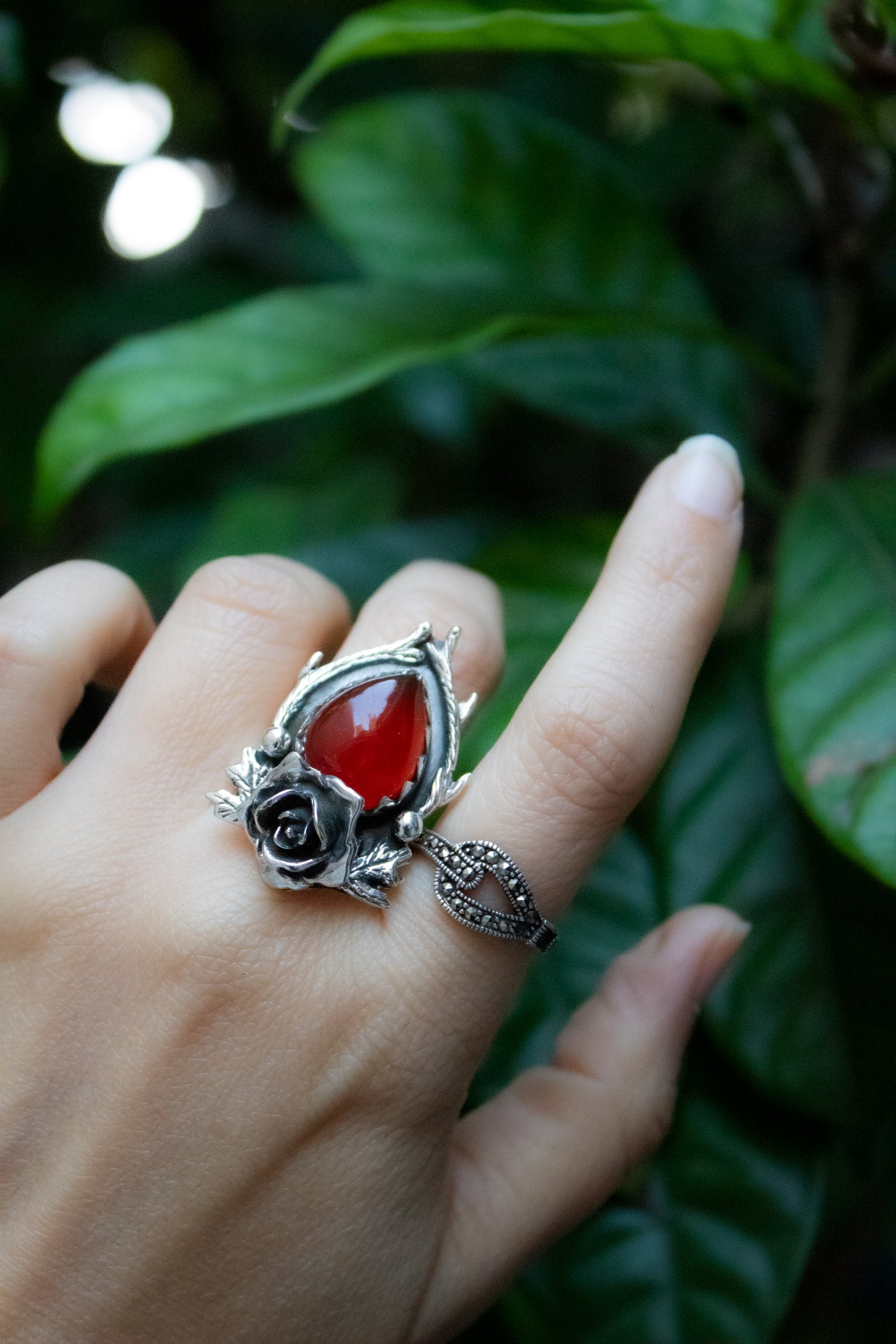Secret Garden Rose – Red Onyx Ring, AR-7685