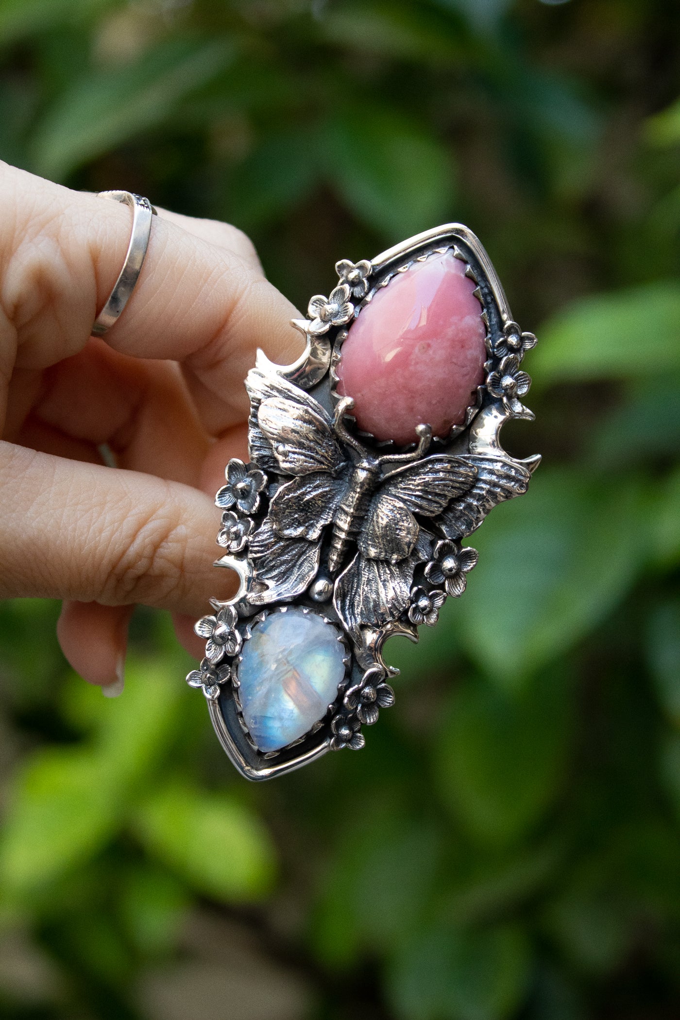 Blushing Butterfly – Pink Opal & Moonstone Ring, AR-7672
