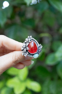 Summer Bloom – Red Onyx & Opal Ring, AR-7678