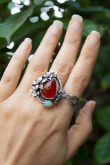 Summer Bloom – Red Onyx & Opal Ring, AR-7678