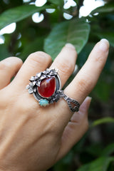 Summer Bloom – Red Onyx & Opal Ring, AR-7678