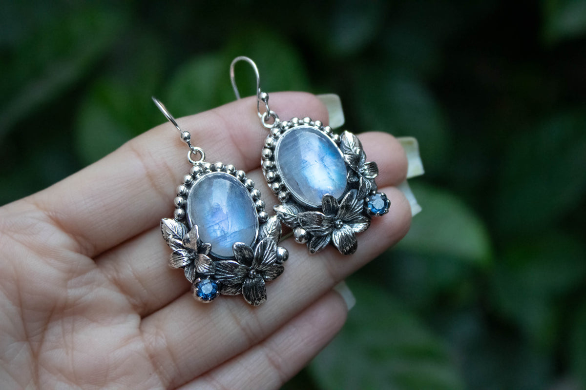 Boucles d'oreilles pendantes élégantes en pierre de lune, AE-6737