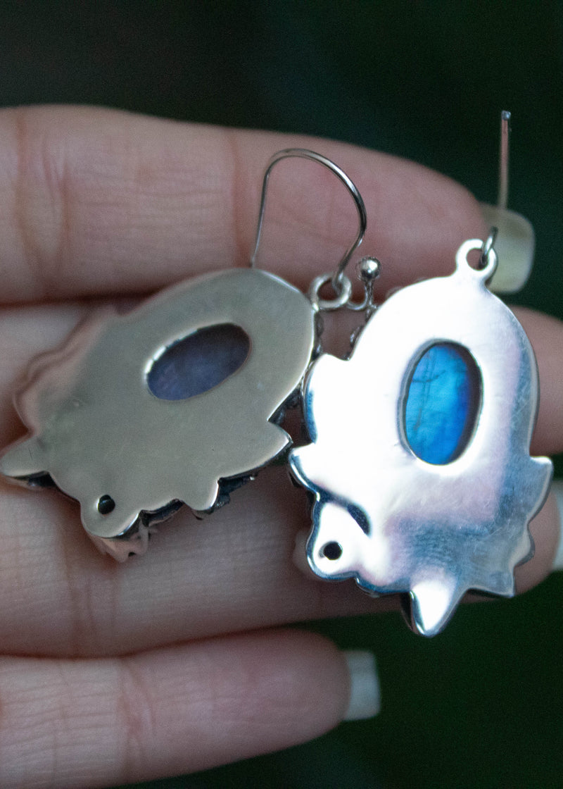 Pendientes colgantes elegantes con piedra lunar, AE-6737