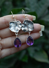 Amethyst Leaf Earrings, AE- 7223