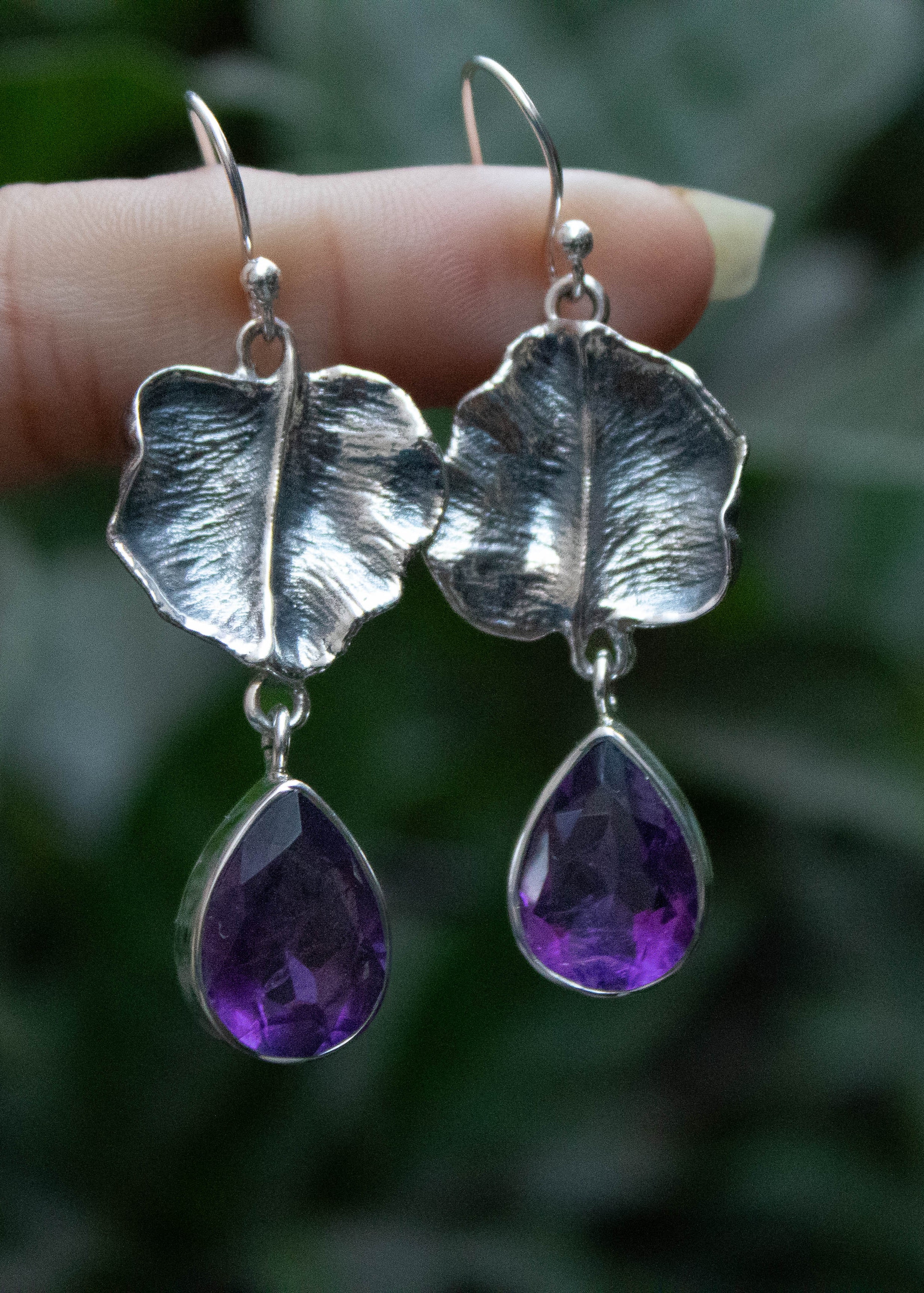 Amethyst Leaf Earrings, AE- 7223