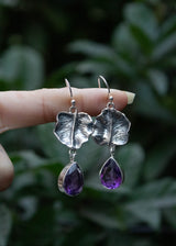 Amethyst Leaf Earrings, AE- 7223