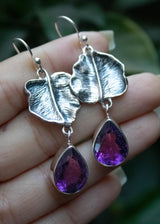 Amethyst Leaf Earrings, AE- 7223