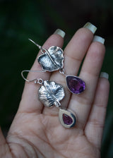 Amethyst Leaf Earrings, AE- 7223