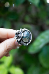 Overgrown Garden Rose – Moss Agate Ring, AR-7681