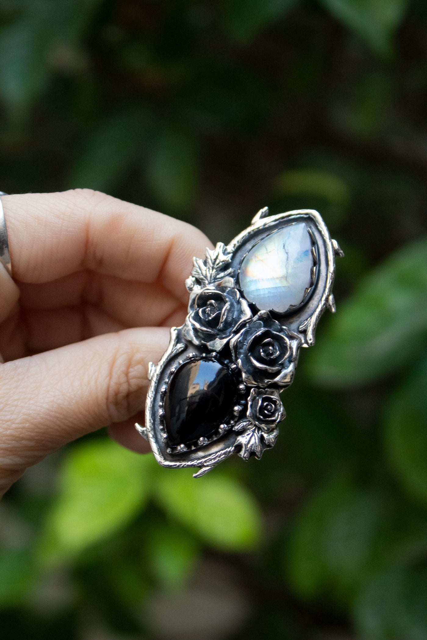 Eclipse Balance – Moonstone & Onyx Ring, AR-7719