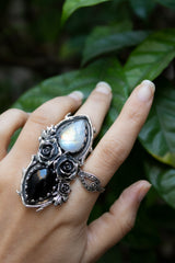 Eclipse Balance – Moonstone & Onyx Ring, AR-7719