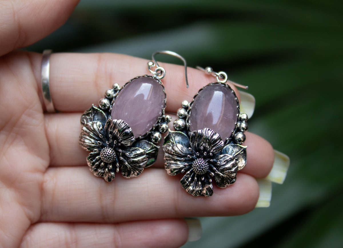 Rose Quartz Earrings, AE-7227