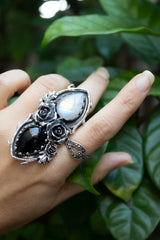 Eclipse Balance – Moonstone & Onyx Ring, AR-7719