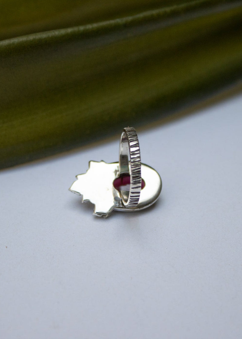 Garnet Ring with Maple Leaf AR-6540