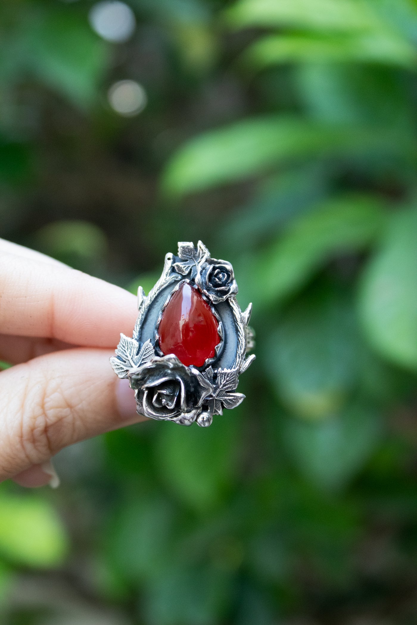 Secret Garden Rose – Red Onyx Ring, AR-7687