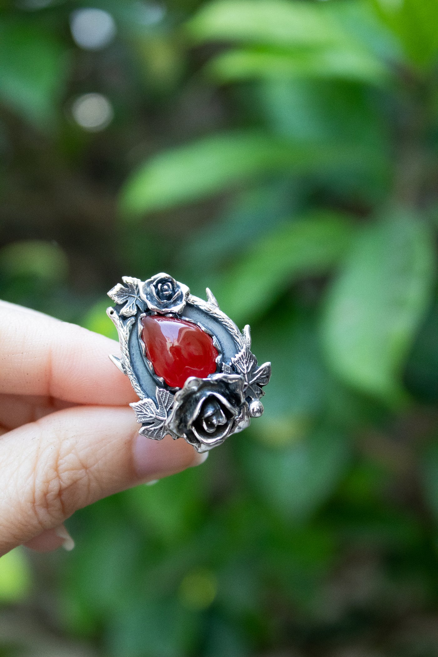 Secret Garden Rose – Red Onyx Ring, AR-7687