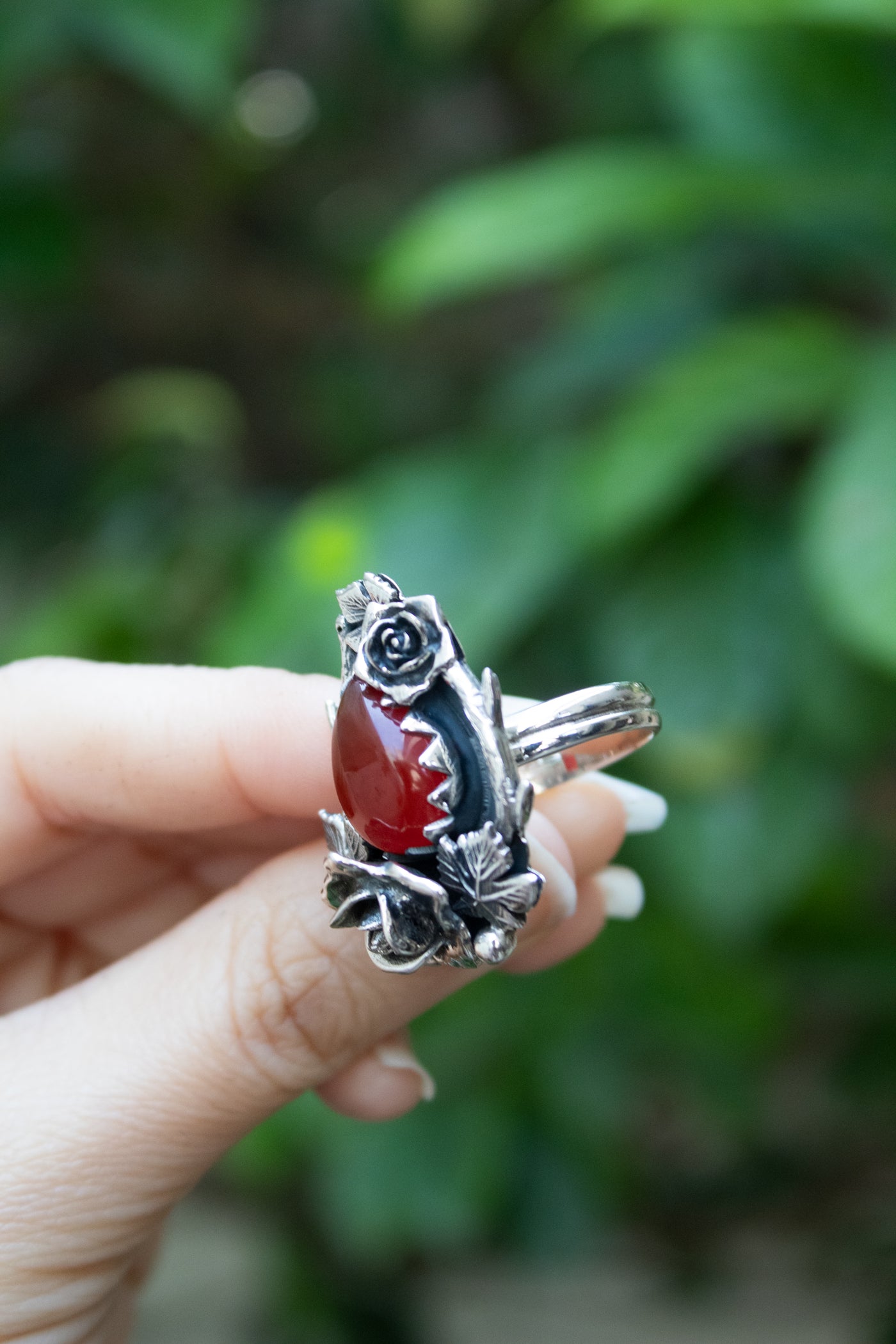 Secret Garden Rose – Red Onyx Ring, AR-7687