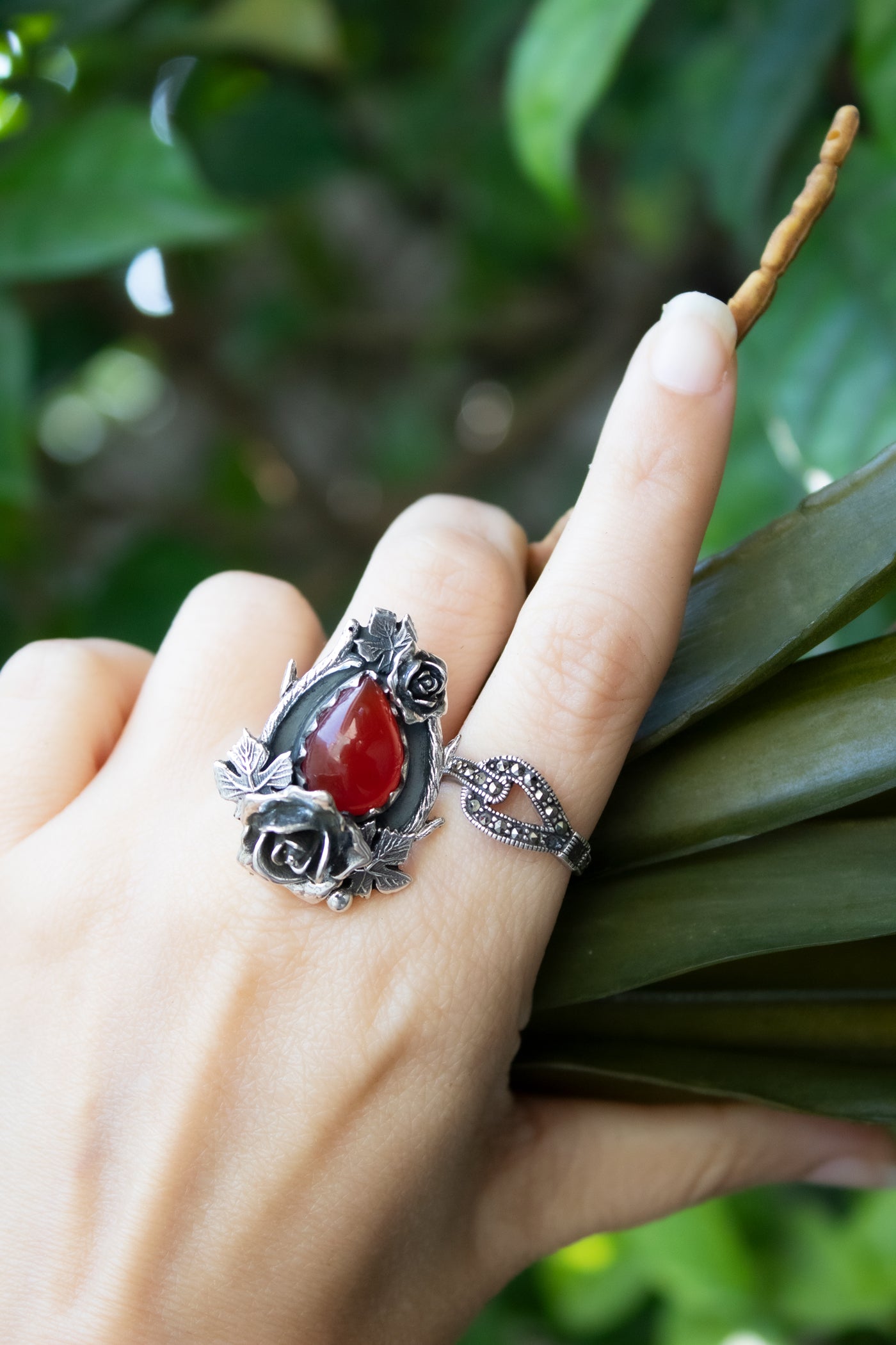 Secret Garden Rose – Red Onyx Ring, AR-7687