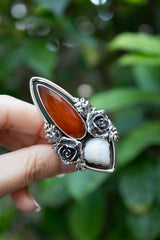 Sunlit Rose Garden – Red Onyx & Opal Ring, AR-7670