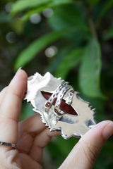 Crimson Wildflower — Red Onyx Botanical Statement Ring, AR-7738