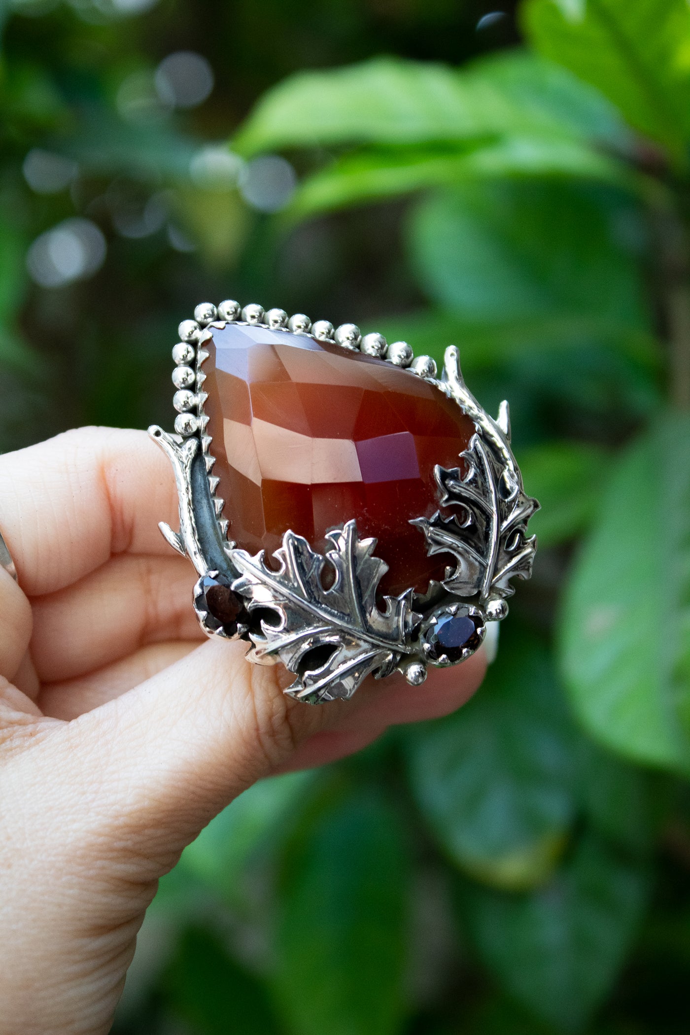 Autumn Forest – Red onyx with Smokey Ring, AR-7673