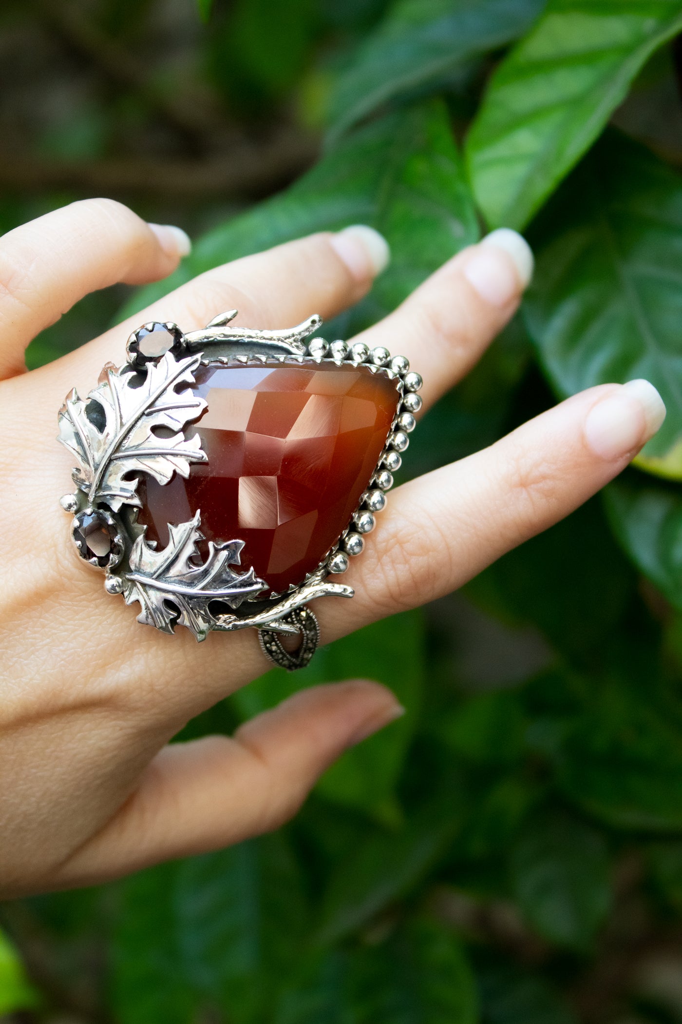 Autumn Forest – Red onyx with Smokey Ring, AR-7673