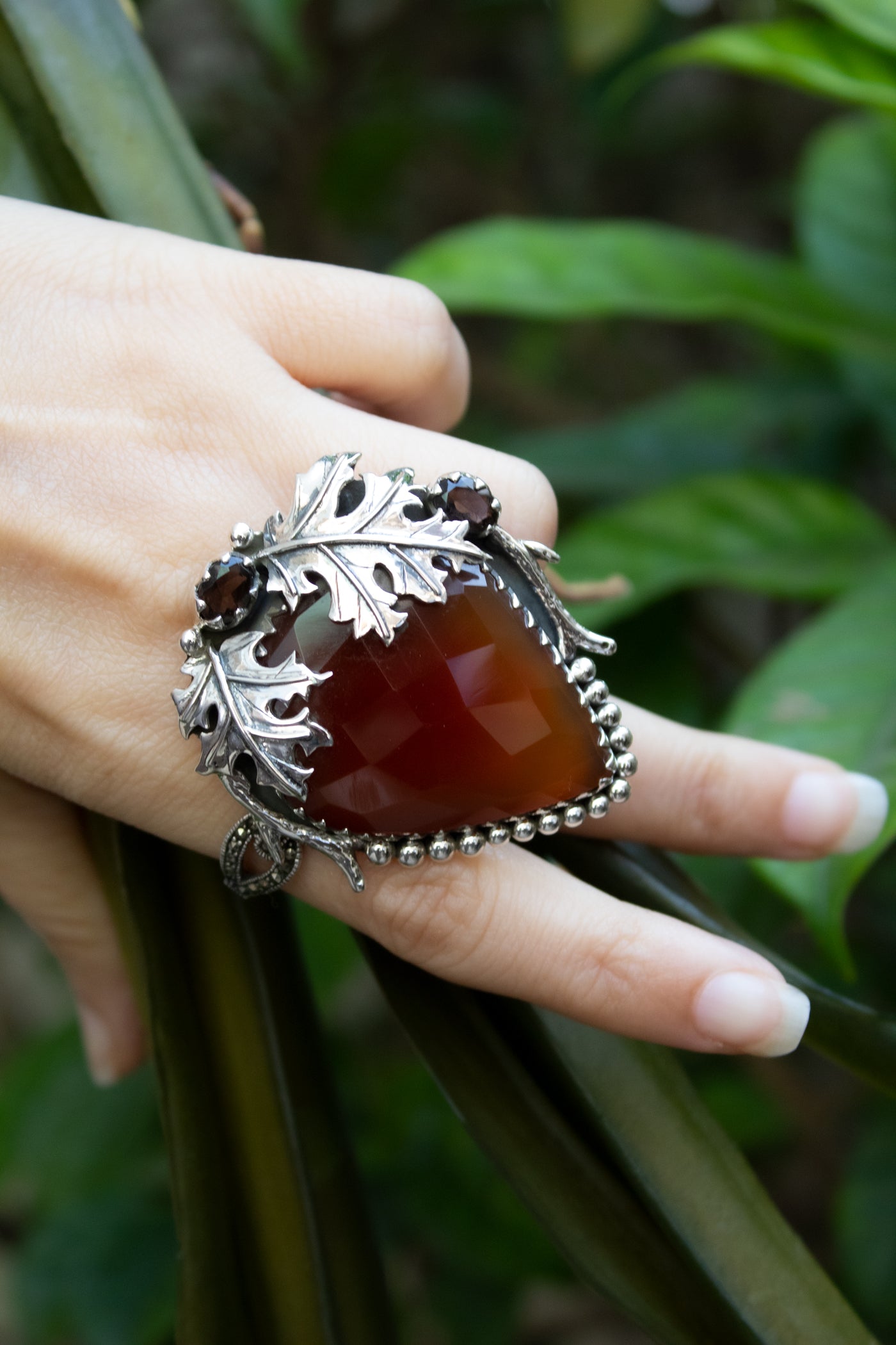 Autumn Forest – Red onyx with Smokey Ring, AR-7673