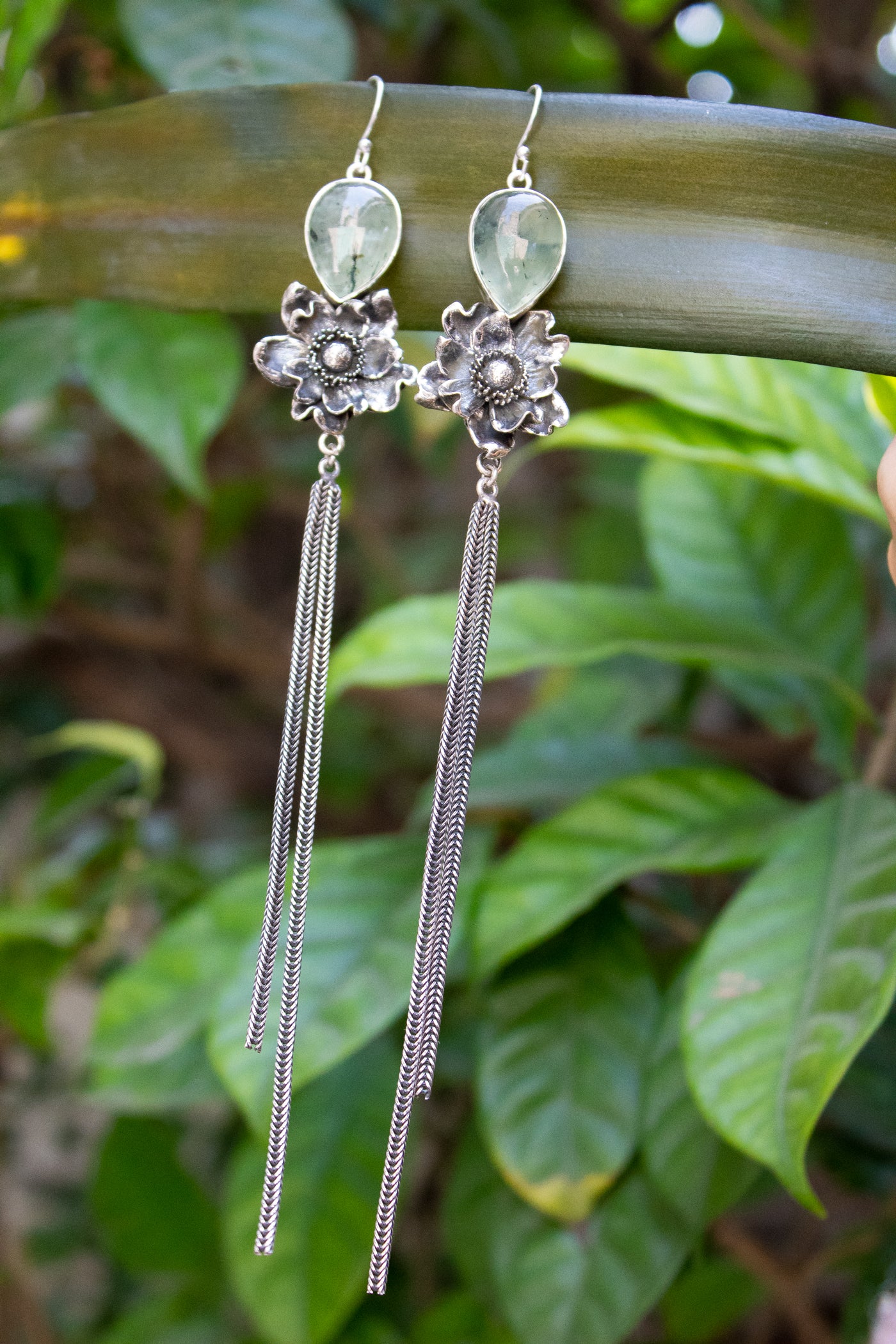 Morning Forest Blossom – Prehnite Drop Earrings, AE-7688