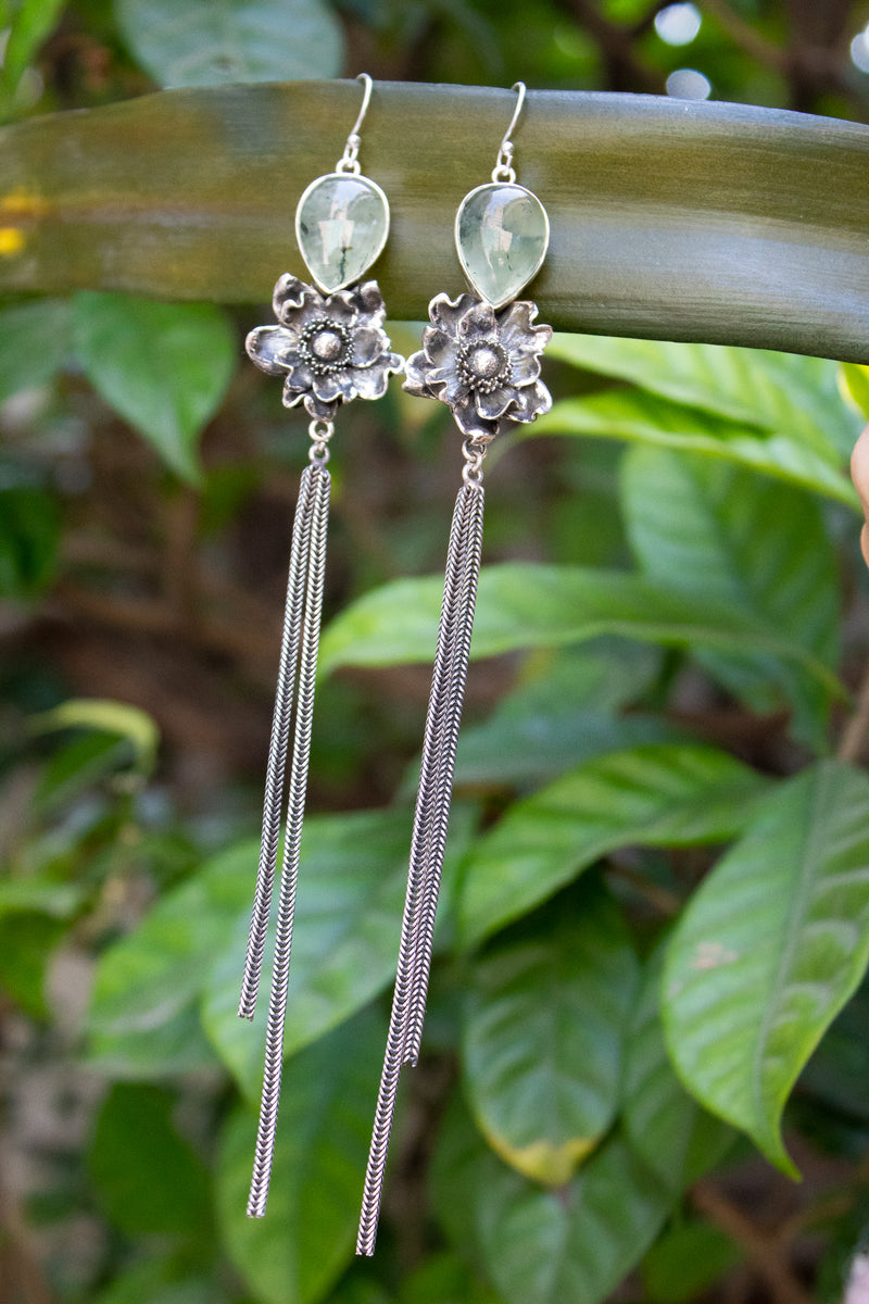 Morning Forest Blossom – Prehnite Drop Earrings, AE-7688