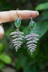 Ancient Forest Fern – Chrysoprase Drop Earrings, AE-7677